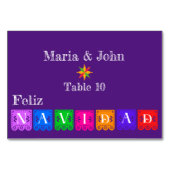 Feliz Navidad Green Cactus on Lila Tischnummer (Vorderseite)