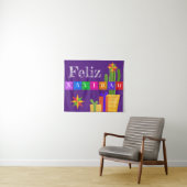 Feliz Navidad Green Cactus on Lila Wandteppich (Beispiel (Horizontal))