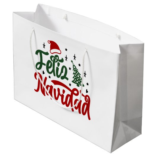Feliz Navidad Große Geschenktüte (Rückseite Schrägansicht)