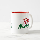 Feliz Navidad Handlettering Zweifarbige Tasse (VorderseiteRechts)