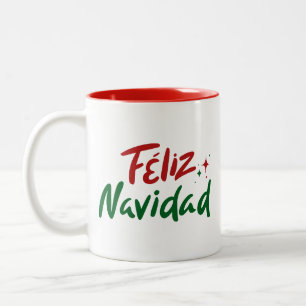 Feliz Navidad Handlettering Zweifarbige Tasse