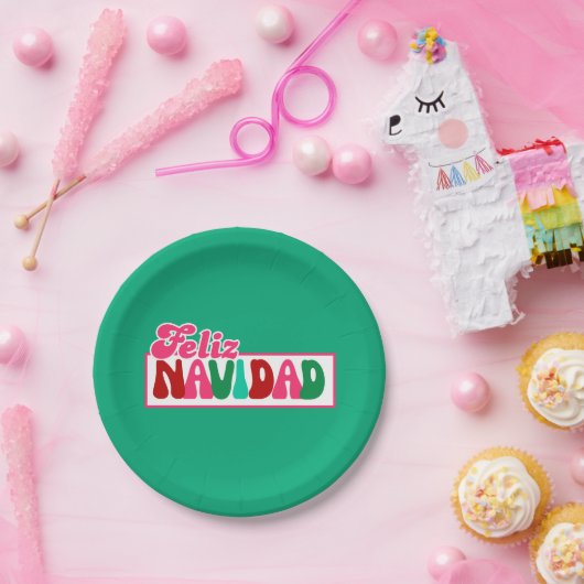 Feliz Navidad - hell bunt Pappteller (Party)