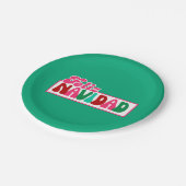 Feliz Navidad - hell bunt Pappteller (Schrägansicht)