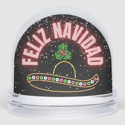 Feliz Navidad Holiday Neon Schneekugeln (Vorderseite)