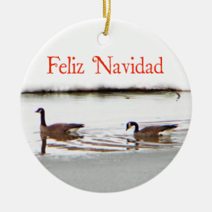 Feliz Navidad - Honkers - kanadisches Geese Keramik Ornament