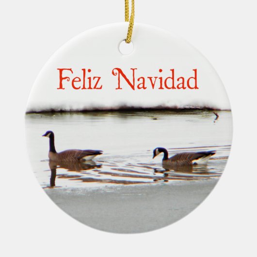 Feliz Navidad - Honkers - kanadisches Geese Keramik Ornament (Vorne)