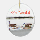 Feliz Navidad - Honkers - kanadisches Geese Keramik Ornament (Links)