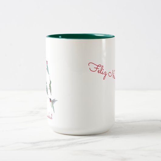 Feliz Navidad Hummingbird Zweifarbige Tasse (Mittel)