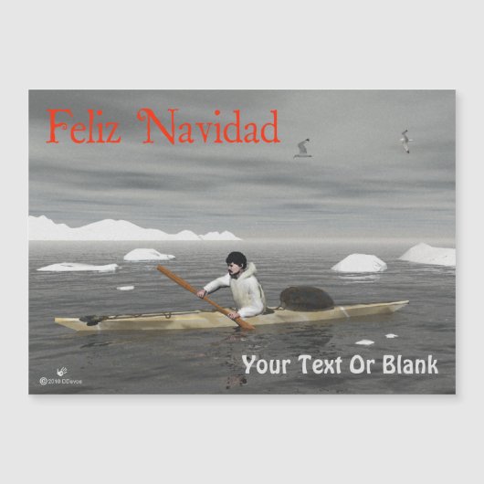 Feliz Navidad - Inuit Kayak Magnetkarte (Vorderseite)