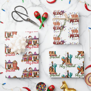 Feliz Navidad Kaktus Weihnachten Mexiko  Geschenkpapier Set