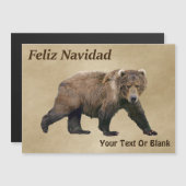 Feliz Navidad - Kodiak Bear Magnetkarte (Vorne/Hinten)