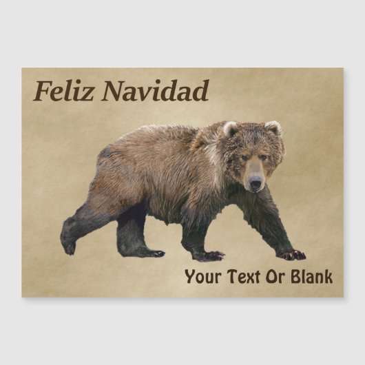 Feliz Navidad - Kodiak Bear Magnetkarte (Vorderseite)
