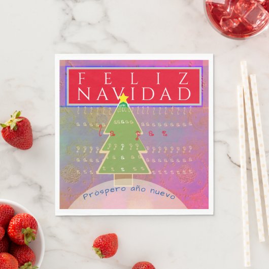 "Feliz Navidad" Kurze Weihnachtsmeldung Serviette (Beispiel)