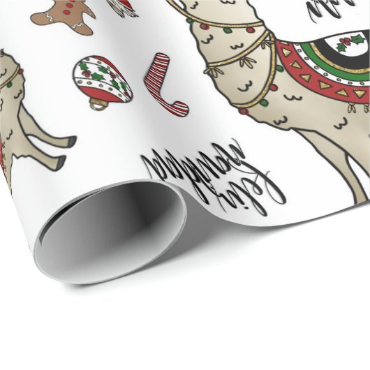 Feliz Navidad Lama-Packpapier Geschenkpapier (Rolleneckpunkt)