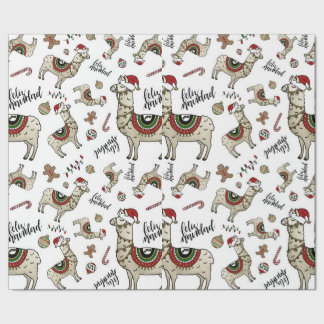Feliz Navidad Lama-Packpapier Geschenkpapier