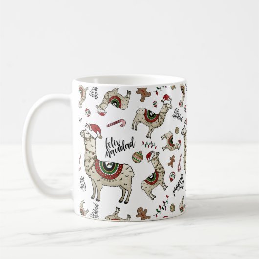 Feliz Navidad Lama-Tasse Kaffeetasse (Links)