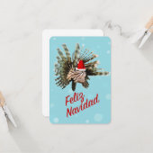 Feliz Navidad Lionfish Santa Flat Card Karte (Vorderseite/Rückseite Beispiel)