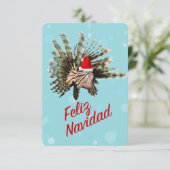 Feliz Navidad Lionfish Santa Flat Card Karte (Stehend Vorderseite)