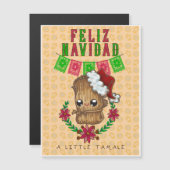 Feliz Navidad - Little Tamale (gelb) Magnetkarte (Vorne/Hinten)