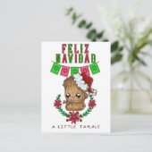 Feliz Navidad - Little Tamale Spanisch/Englisch Te Postkarte (Stehend Vorderseite)