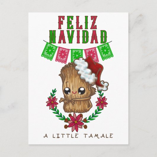 Feliz Navidad - Little Tamale Spanisch/Englisch Te Postkarte (Vorderseite)