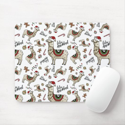 Feliz Navidad Llama Mousepad (Mit Mouse)