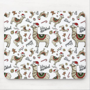 Feliz Navidad Llama Mousepad