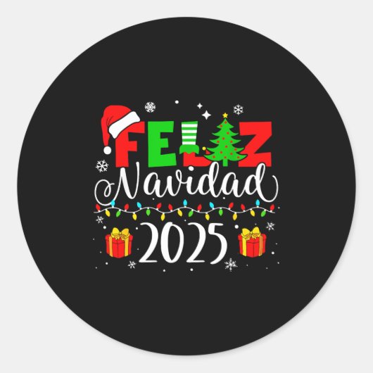 Feliz Navidad Matching Family Spanish Christmas Me Runder Aufkleber (Vorderseite)