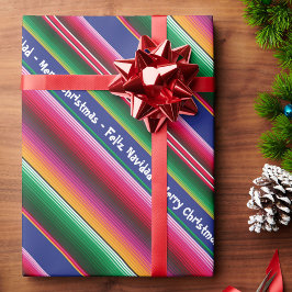 Feliz Navidad Merry Christmas farbenfrohe Serape-G Geschenkpapier