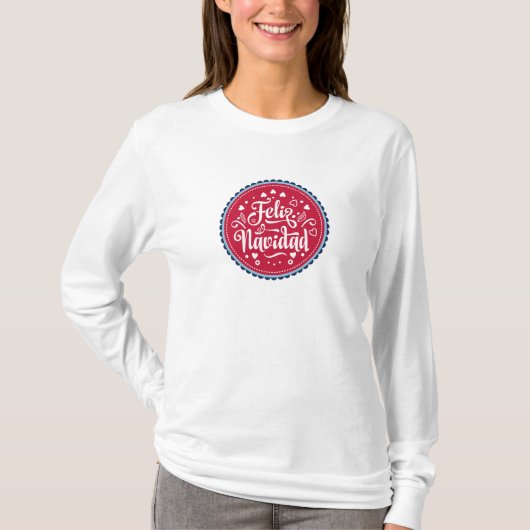 Feliz Navidad Merry Christmas Modern Spanish Holid T-Shirt (Vorderseite)