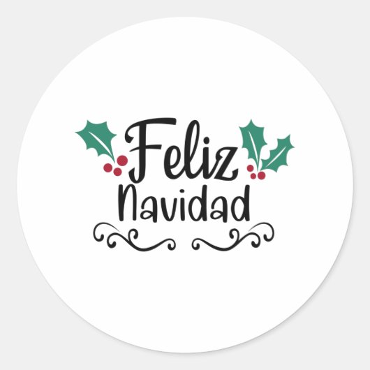 Feliz Navidad Merry Christmas Runder Aufkleber (Vorderseite)
