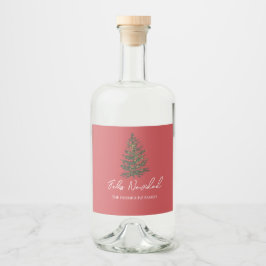 Feliz Navidad-Merry Christmas Tree and Lights  Alkoholflaschenetikett