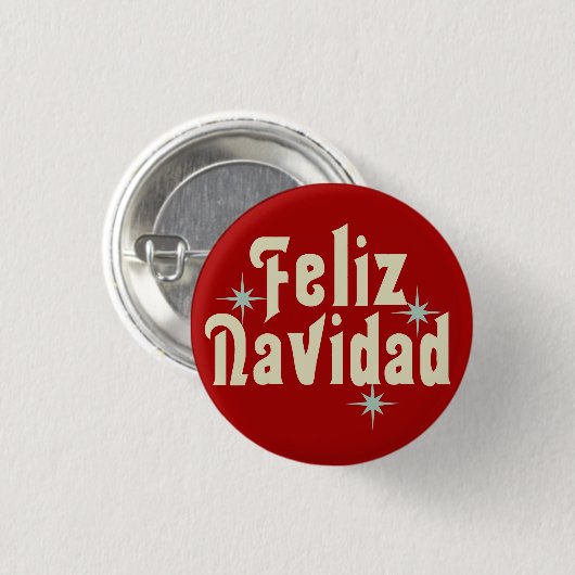 Feliz Navidad Merry Weihnachten Spanisch Button (Vorne & Hinten)