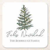 Feliz Navidad-Merry Weihnachtsbaum und Lichter Rechteckiger Pappuntersetzer (Vorderseite)