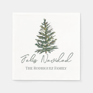 Feliz Navidad-Merry Weihnachtsbaum und Lichter Serviette