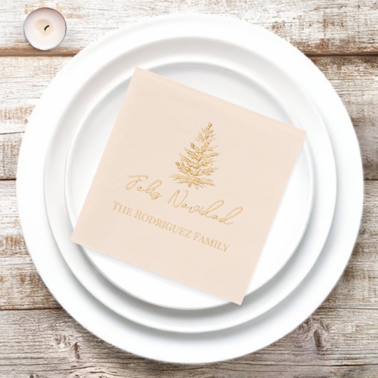 Feliz Navidad-Merry Weihnachtsbaum und Lichter Servietten Mit Folie (Insitu)