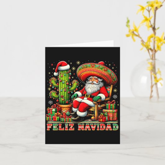 Feliz Navidad Mexican Christmas Santa Sombrero Cac Karte (Gelbe Blume)
