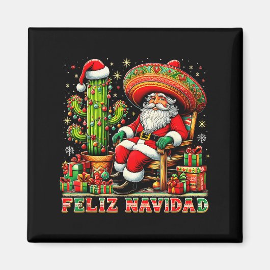 Feliz Navidad Mexican Christmas Santa Sombrero Cac Magnet (Vorne)