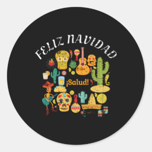 Feliz Navidad Mexican Heritage Runder Aufkleber