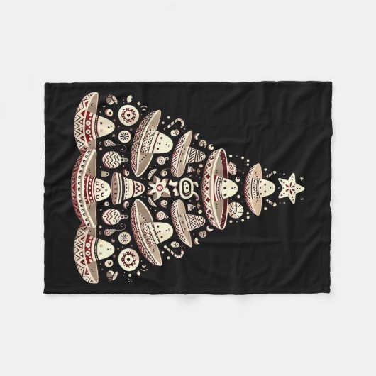 Feliz Navidad Mexican Sombrero Christmas Tree Men Fleecedecke (Vorderseite (Horizontal))