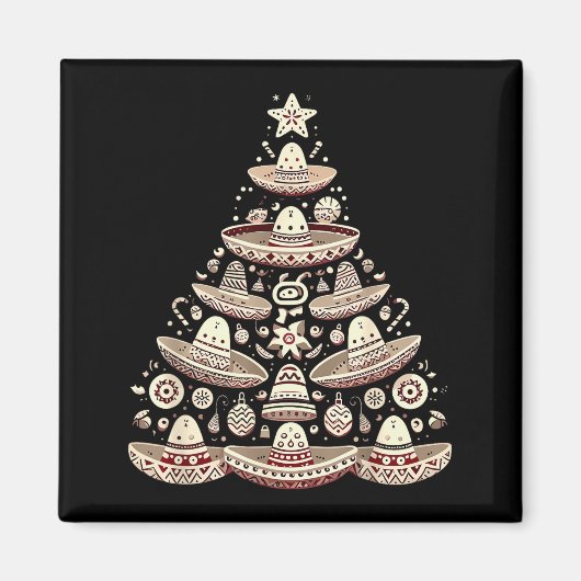 Feliz Navidad Mexican Sombrero Christmas Tree Men Magnet (Vorne)
