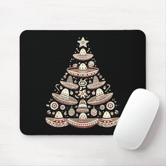Feliz Navidad Mexican Sombrero Christmas Tree Men  Mousepad (Mit Mouse)