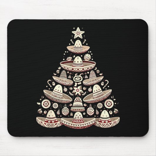 Feliz Navidad Mexican Sombrero Christmas Tree Men Mousepad (Vorne)