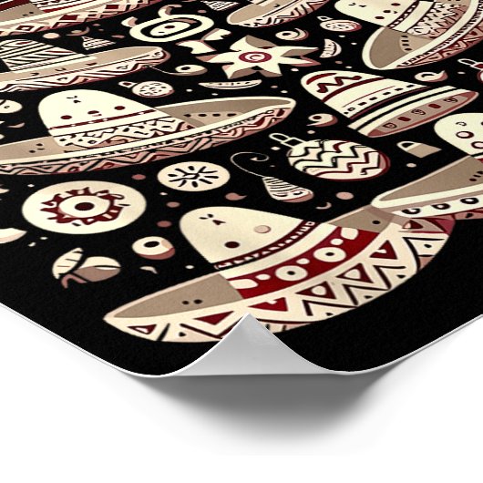 Feliz Navidad Mexican Sombrero Christmas Tree Men Poster (Ecke)