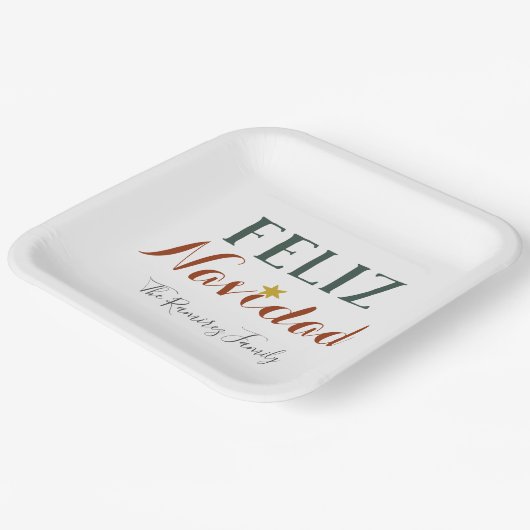 Feliz Navidad Minimaler Weihnachtsstar Pappteller (Gewinkelt)