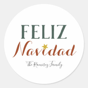Feliz Navidad Minimaler Weihnachtsstar Runder Aufkleber