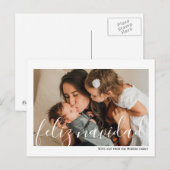 Feliz Navidad Minimalistisch Typografy Foto Postkarte (Vorne/Hinten)