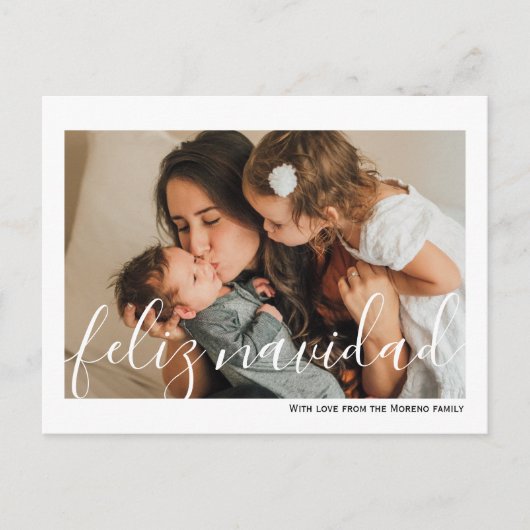 Feliz Navidad Minimalistisch Typografy Foto Postkarte (Vorderseite)