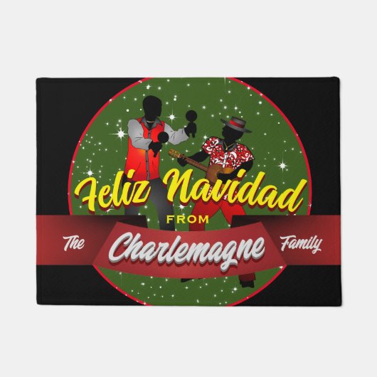 Feliz Navidad mit Parranderos und FAMILIENNAME Fußmatte (Vorderseite)