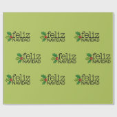 Feliz Navidad mit Weihnachtsstechpalme Geschenkpapier (Flach)
